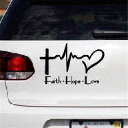 Religieus Bijbelsymbool Faith Hope Love Autosticker