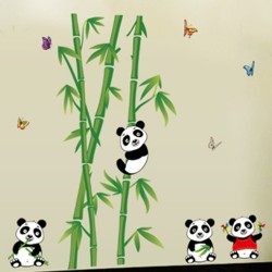 Muursticker Bamboe Panda's