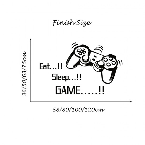 Muursticker Game Tekst Eat Sleep Game 