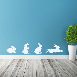 4 konijnen/Set Muursticker