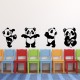 4 panda's Muursticker