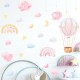 Roze Meisje Kamer Decoratie Luchtballon Regenboog Wolken Sterren Muursticker