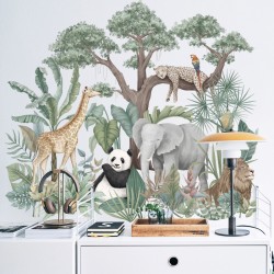 Safari Decoratie Kinderkamer Jungle Dieren Boom Muursticker