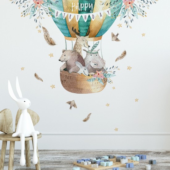 Hete Luchtballon Verjaardagscadea Muursticker