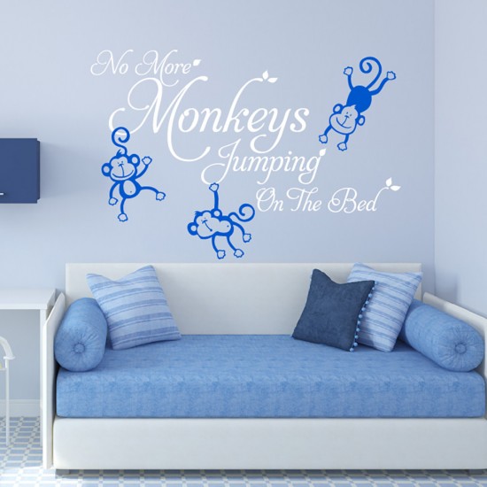 No More Monkeys Jumping On the Bed Tekst Sticker