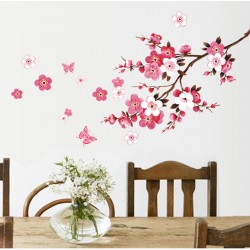Sakura Bloesemtak Met Vlinder Muursticker